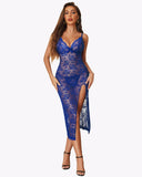 Shesways® Lace Nightdress Long Side Split Dress