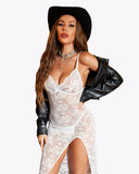 Shesways® Lace Nightdress Long Side Split Dress