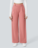 Flex High-Waisted Straight-Leg Work Pants – 4-Way Stretch Business Casual Pants with Pockets
