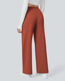 Flex High-Waisted Straight-Leg Work Pants – 4-Way Stretch Business Casual Pants with Pockets