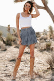 Shesways®Spotlight Stealer Rhinestone Fringe Mini Skort (Denim Blue)