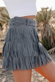 Shesways®Spotlight Stealer Rhinestone Fringe Mini Skort (Denim Blue)