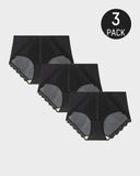 Elegant Antibacterial Mulberry Silk Mid-Waist Lace Panel Panties (3 Pack)