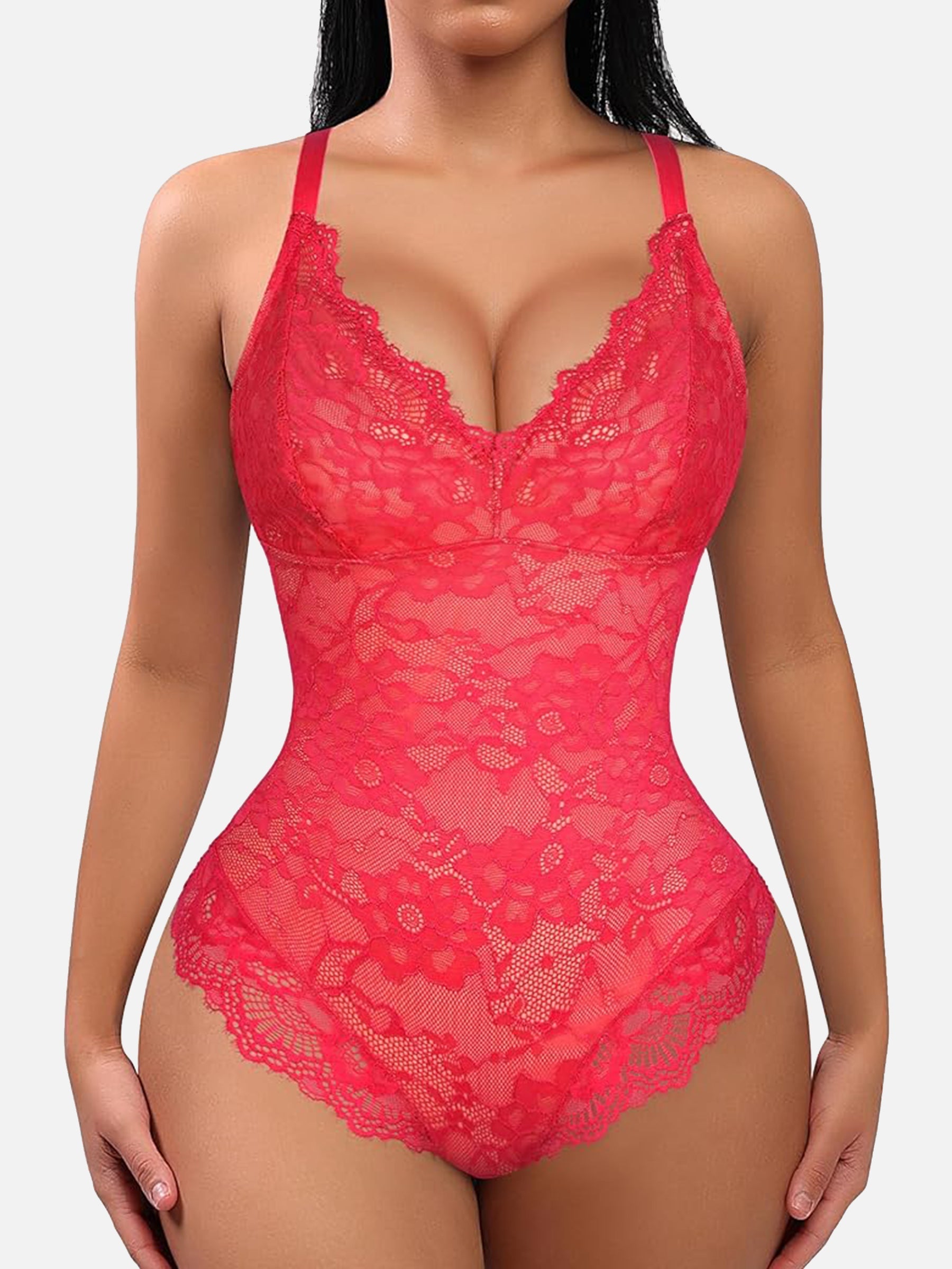 Shesways®Lace V Neck Full Bodysuit Underwear