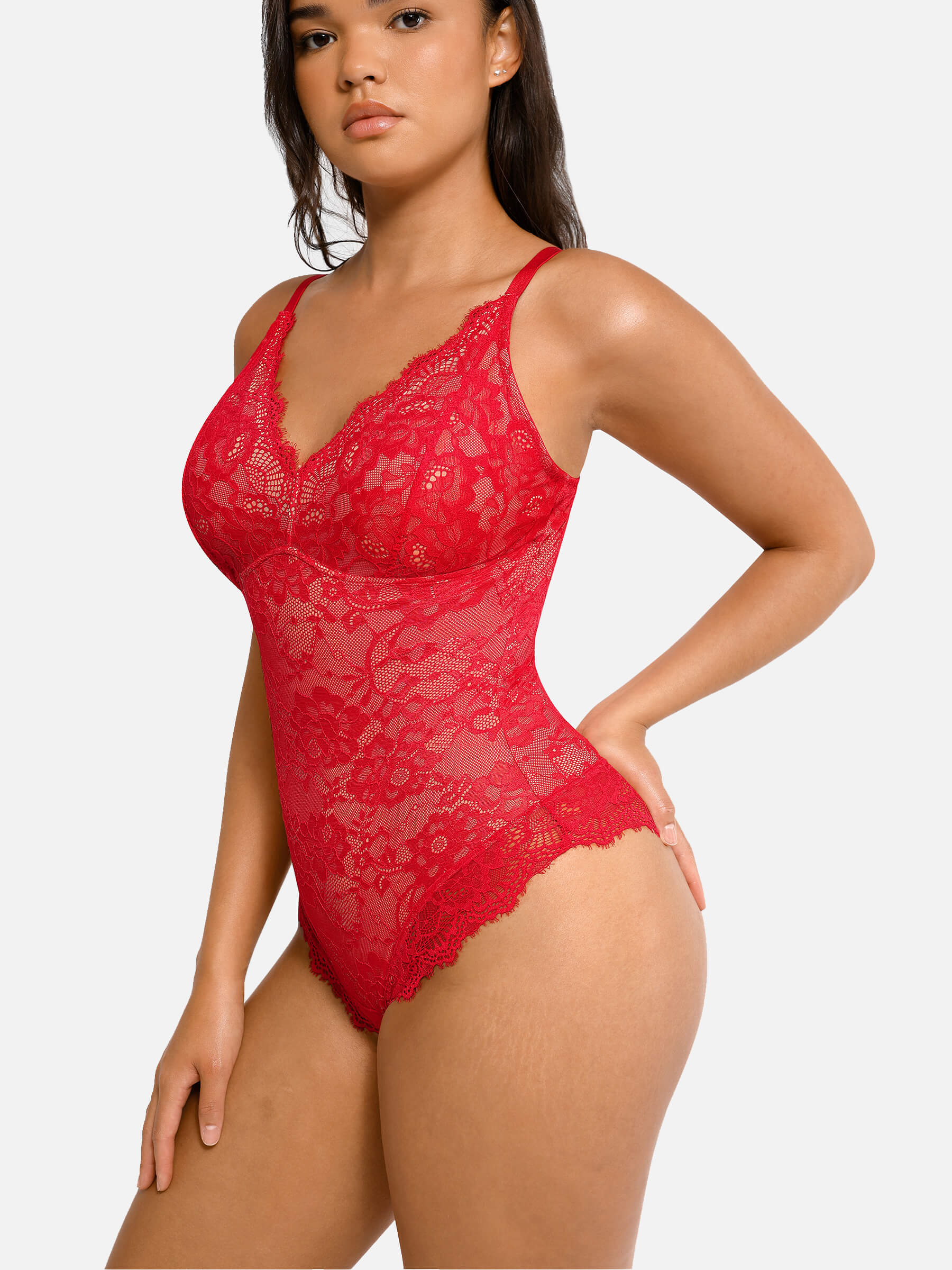 Shesways®Lace V Neck Full Bodysuit Underwear