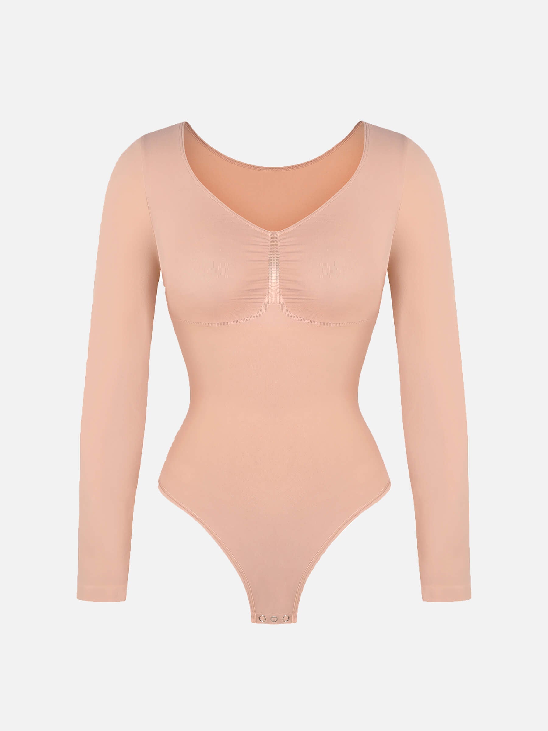 Shesways® Seamless Long Sleeve Tummy Control Thong Bodysuit