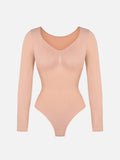 Shesways® Seamless Long Sleeve Tummy Control Thong Bodysuit