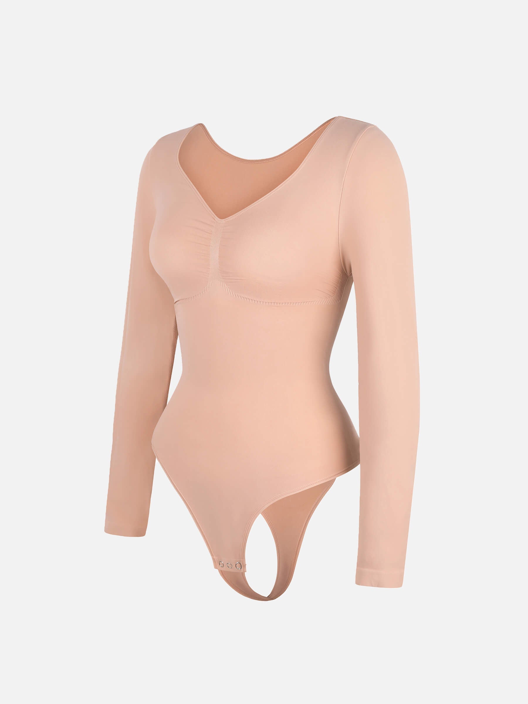 Shesways® Seamless Long Sleeve Tummy Control Thong Bodysuit