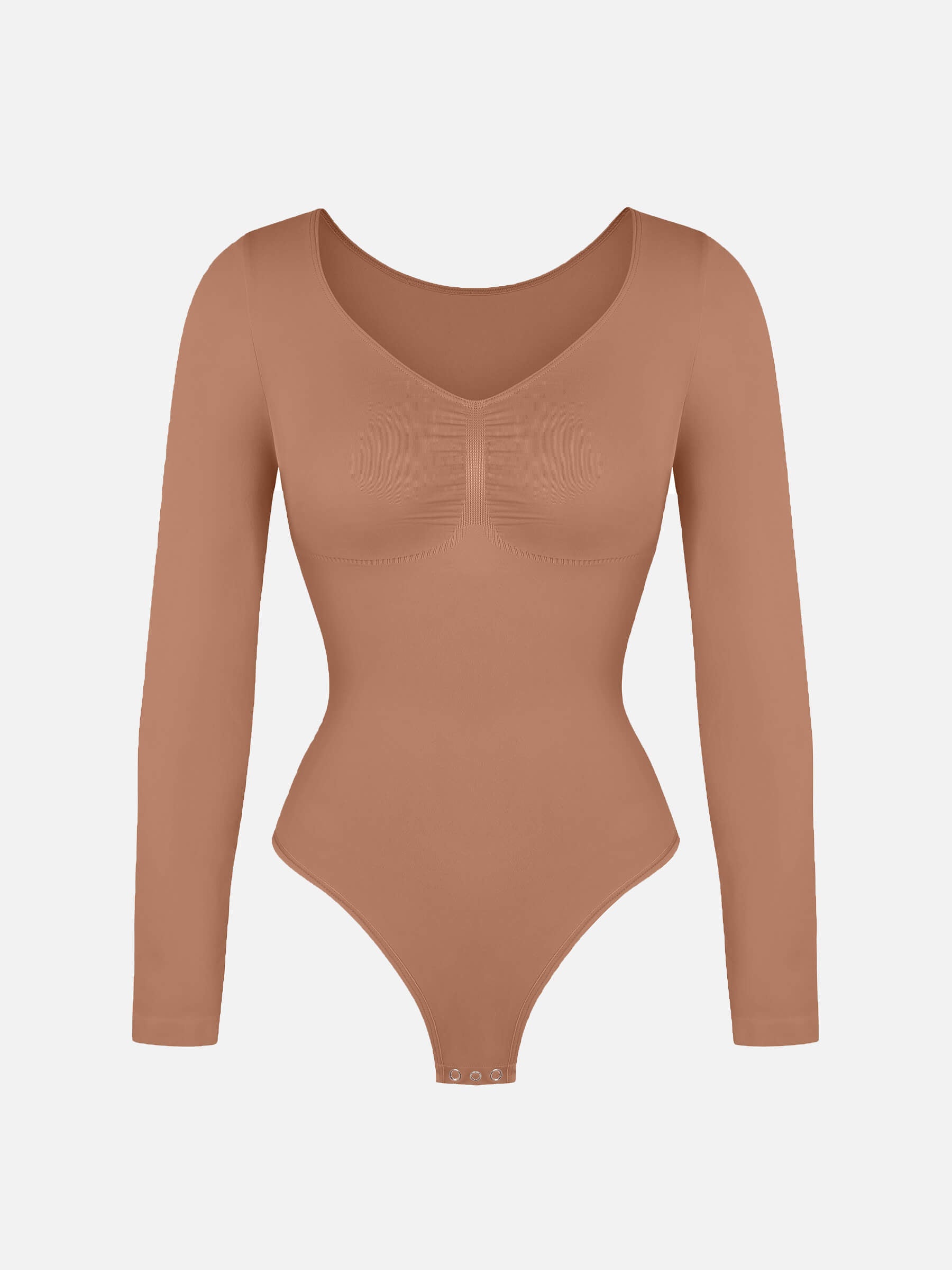 Shesways® Seamless Long Sleeve Tummy Control Thong Bodysuit