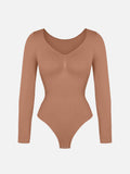 Shesways® Seamless Long Sleeve Tummy Control Thong Bodysuit