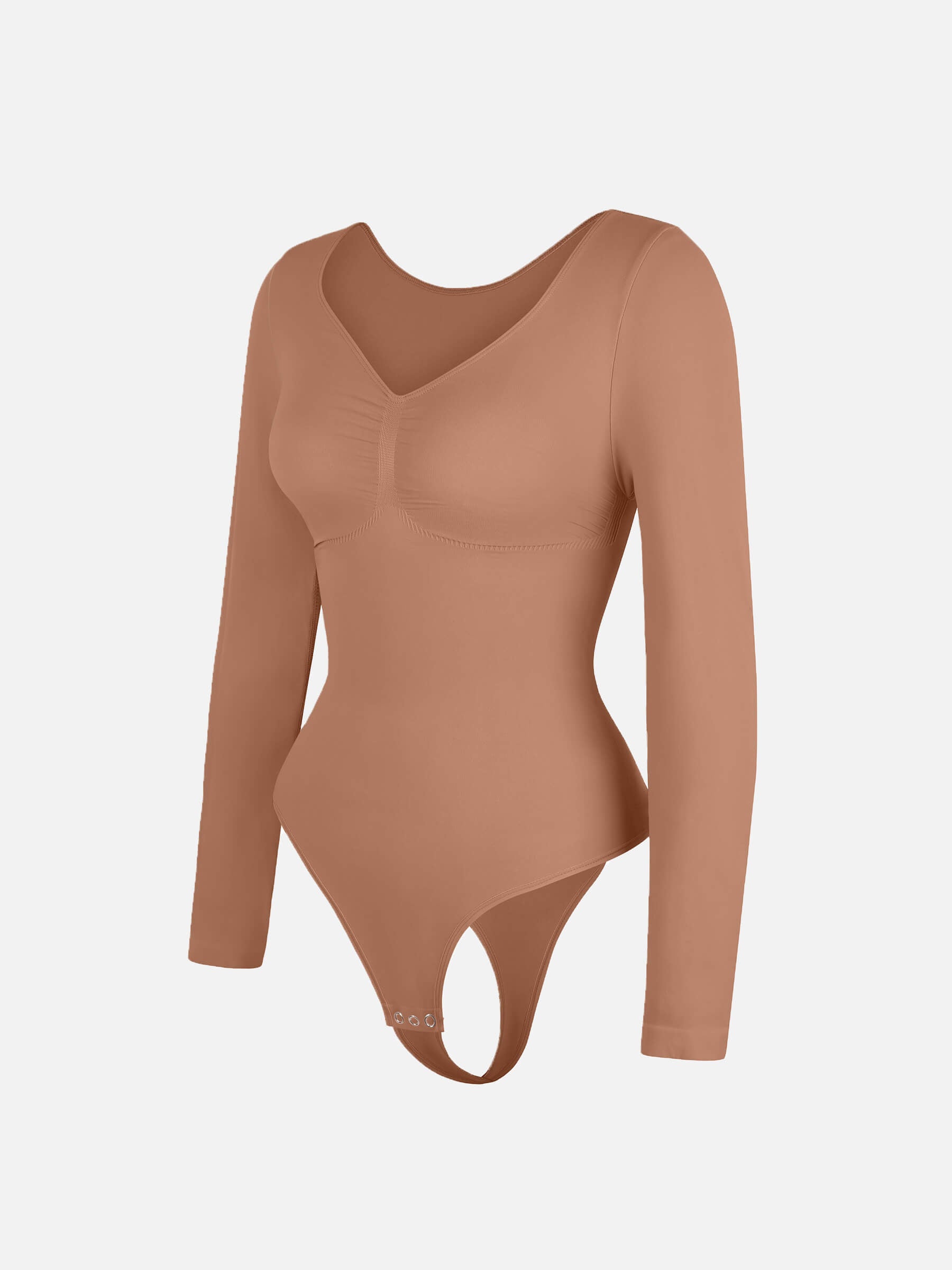 Shesways® Seamless Long Sleeve Tummy Control Thong Bodysuit