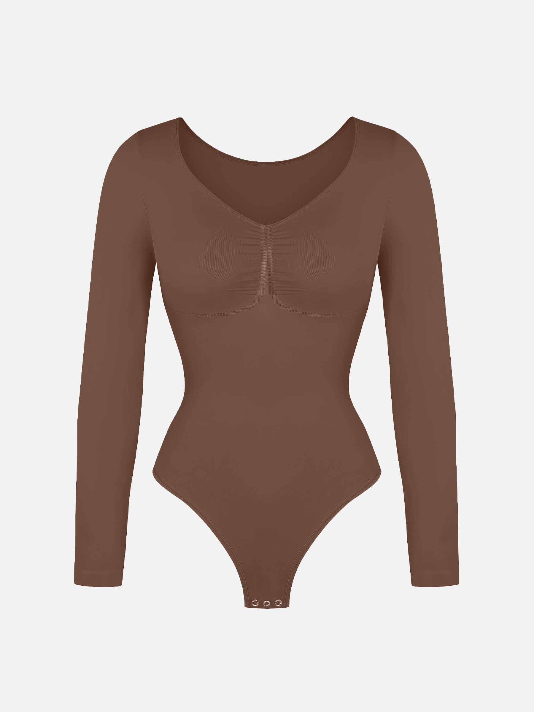 Shesways® Seamless Long Sleeve Tummy Control Thong Bodysuit