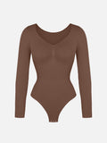 Shesways® Seamless Long Sleeve Tummy Control Thong Bodysuit