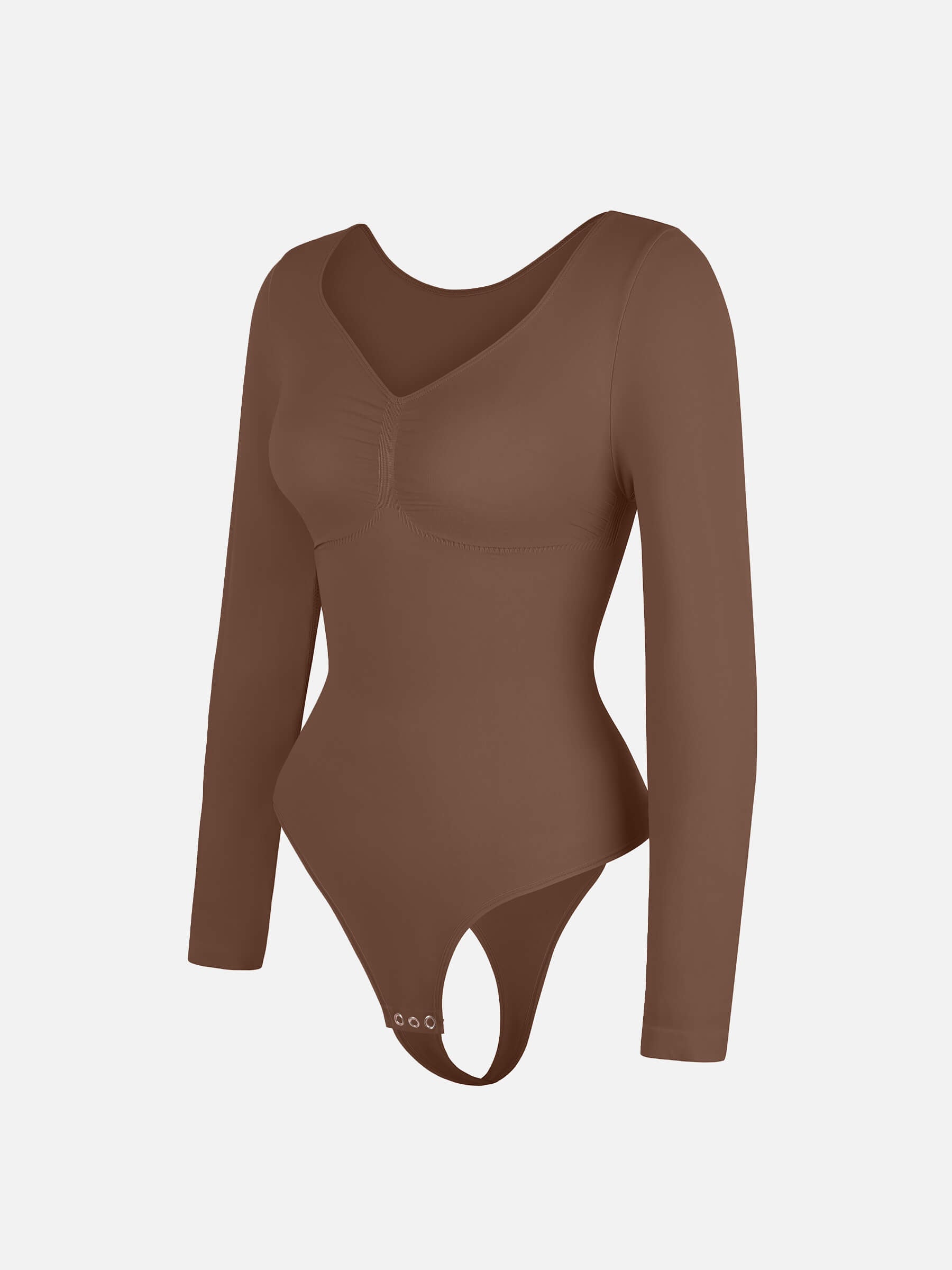 Shesways® Seamless Long Sleeve Tummy Control Thong Bodysuit