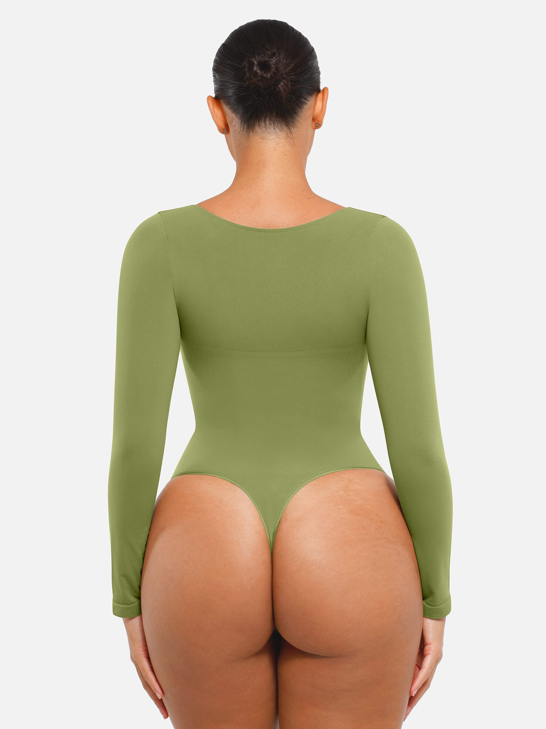 Shesways® Seamless Long Sleeve Tummy Control Thong Bodysuit