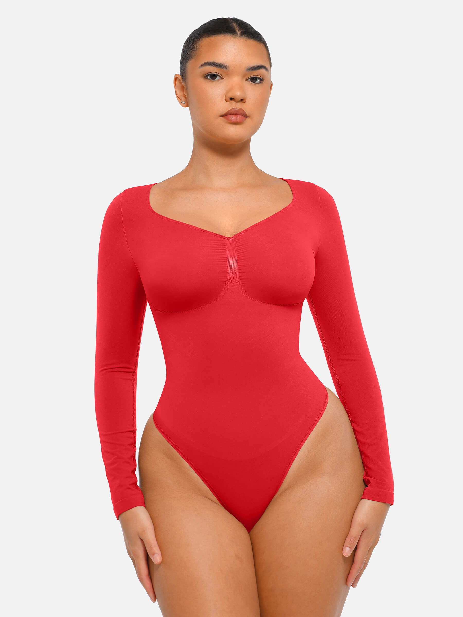 Shesways® Seamless Long Sleeve Tummy Control Thong Bodysuit