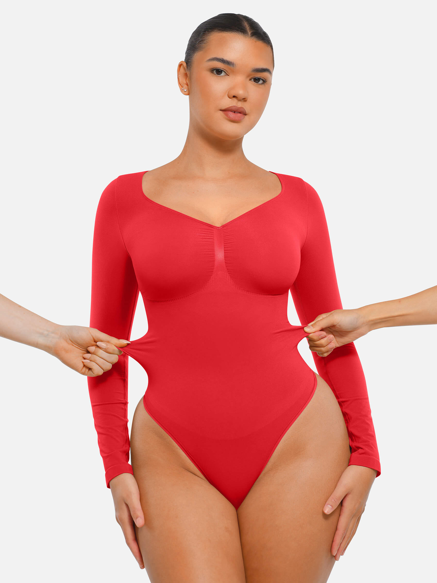 Shesways® Seamless Long Sleeve Tummy Control Thong Bodysuit