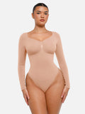 Shesways® Seamless Long Sleeve Tummy Control Thong Bodysuit