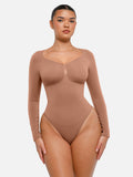 Shesways® Seamless Long Sleeve Tummy Control Thong Bodysuit
