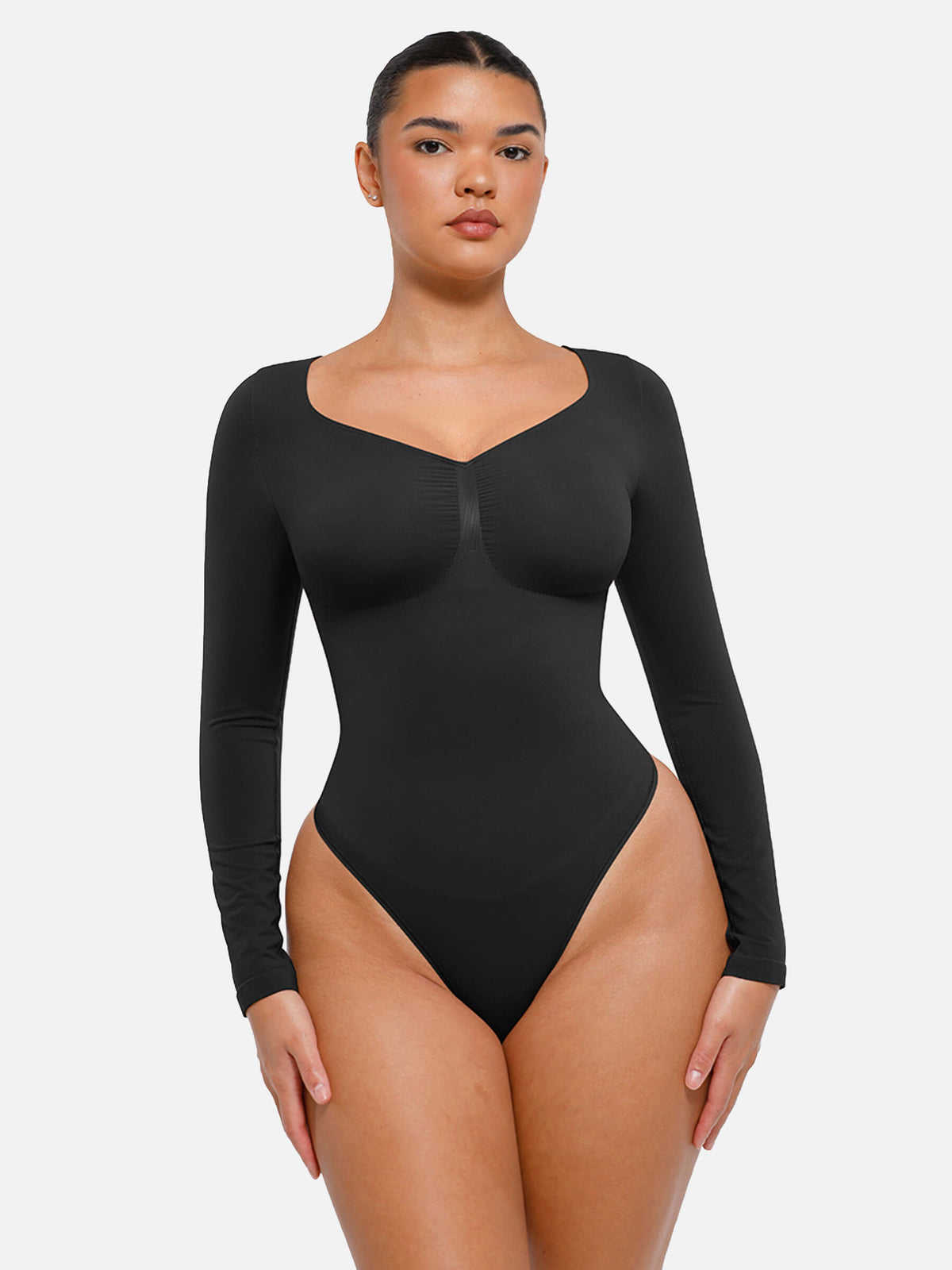 Shesways® Seamless Long Sleeve Tummy Control Thong Bodysuit