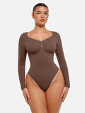 Shesways® Seamless Long Sleeve Tummy Control Thong Bodysuit