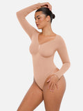 Shesways® Seamless Long Sleeve Tummy Control Thong Bodysuit