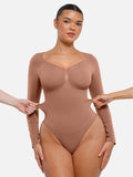 Shesways® Seamless Long Sleeve Tummy Control Thong Bodysuit
