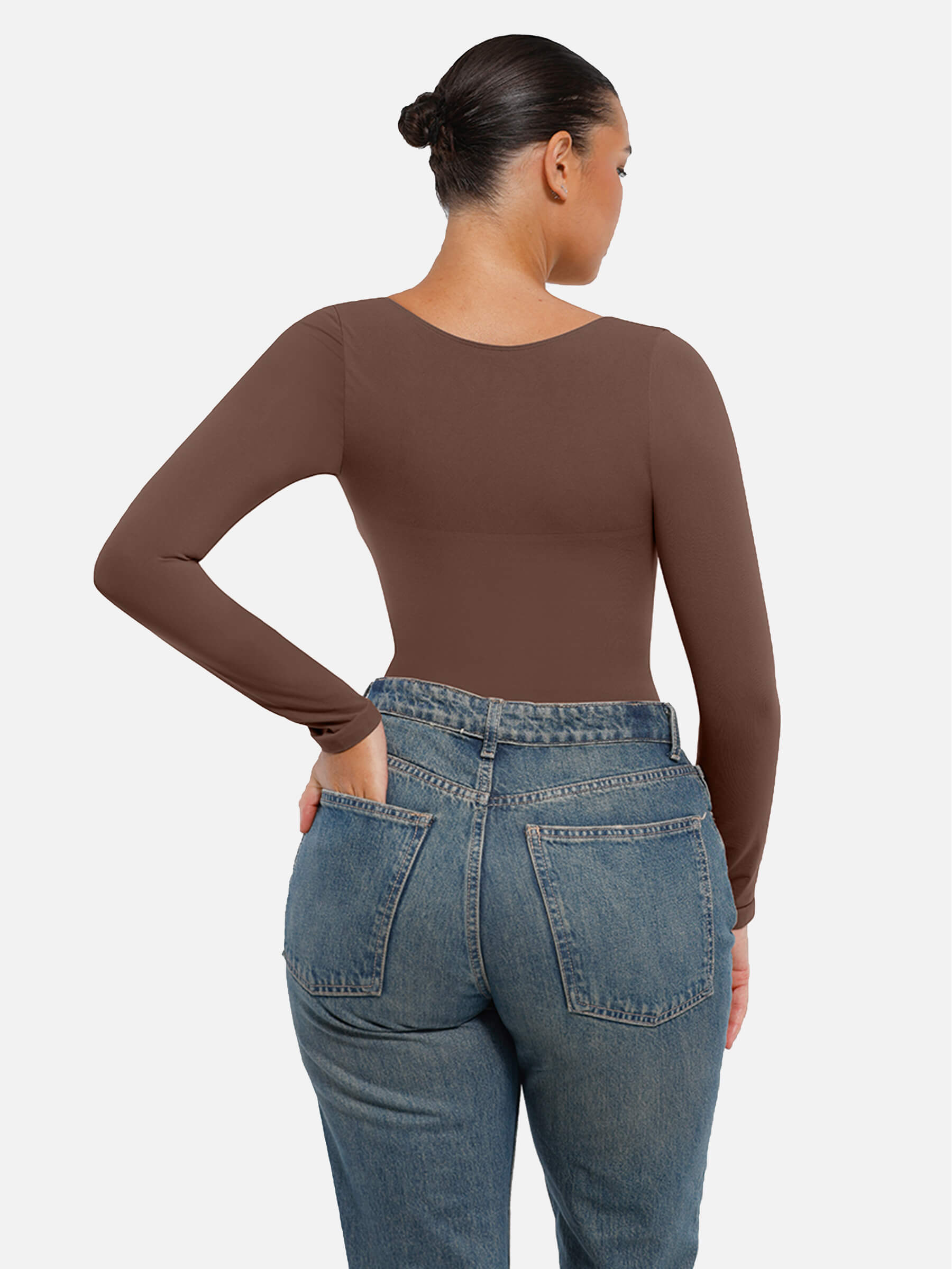 Shesways® Seamless Long Sleeve Tummy Control Thong Bodysuit