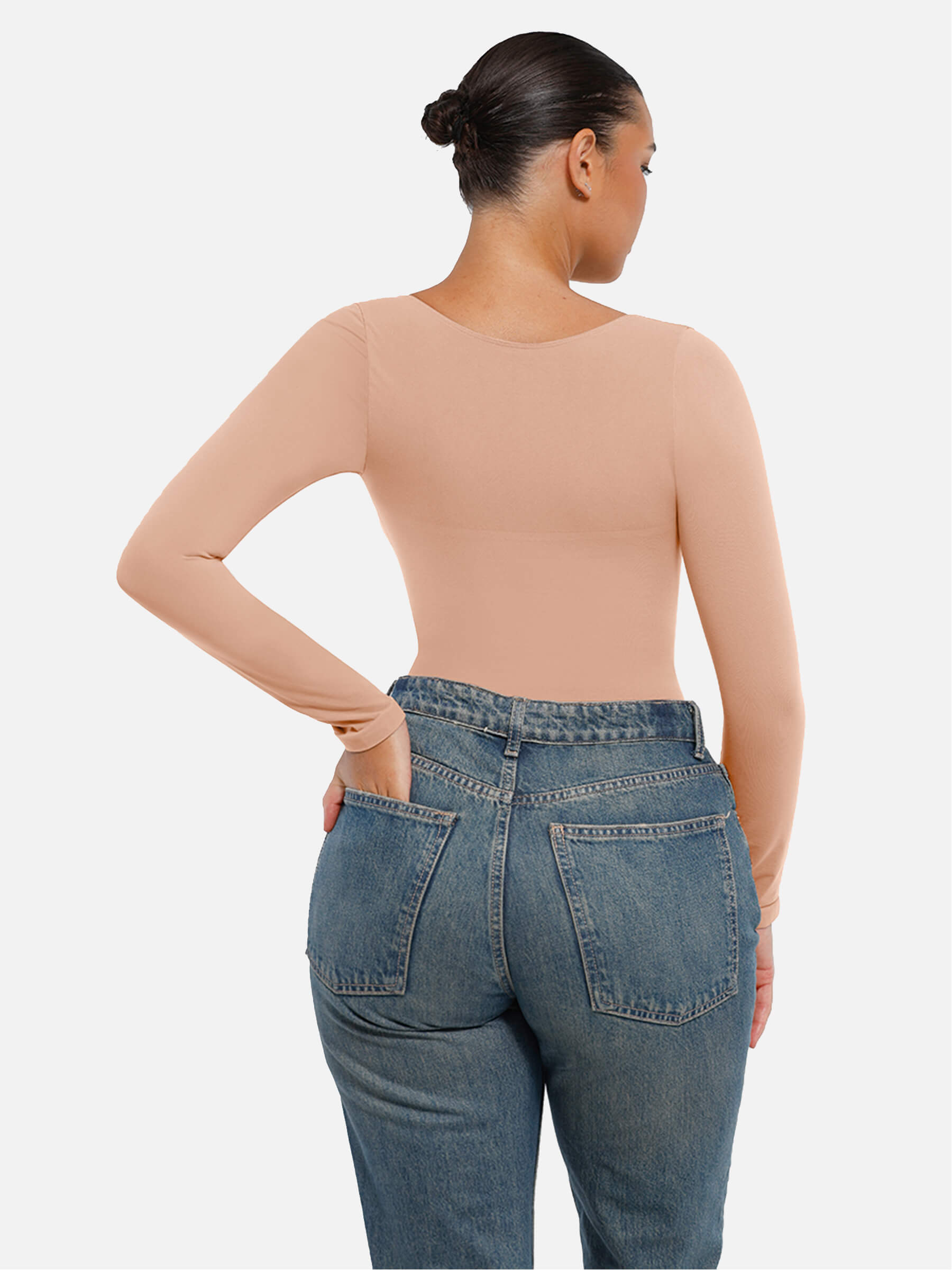 Shesways® Seamless Long Sleeve Tummy Control Thong Bodysuit
