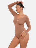 Shesways® Seamless Long Sleeve Tummy Control Thong Bodysuit