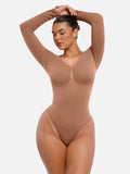 Shesways® Seamless Long Sleeve Tummy Control Thong Bodysuit