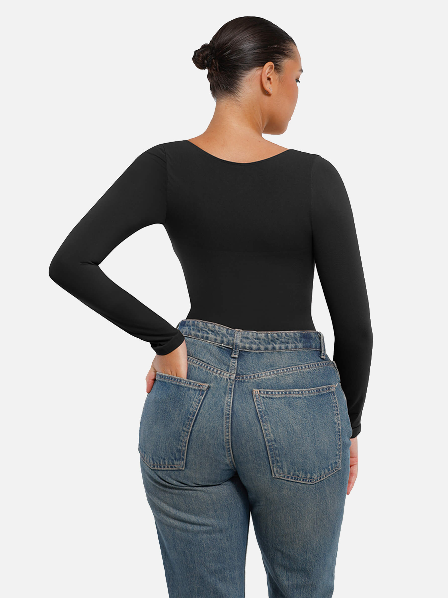 Shesways® Seamless Long Sleeve Tummy Control Thong Bodysuit