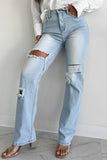 Shesways®Only Good Days High Rise Distressed Wide Leg Jeans (Light)