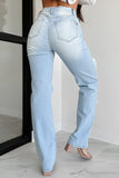 Shesways®Only Good Days High Rise Distressed Wide Leg Jeans (Light)