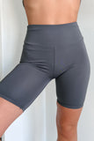 Shesways®Crushing My Workouts High Waisted Biker Shorts (Midnight Charcoal)