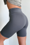 Shesways®Crushing My Workouts High Waisted Biker Shorts (Midnight Charcoal)