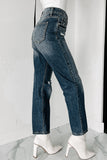 Shesways®Into It Distressed High Rise 90s Straight Leg Jeans (Medium Dark)