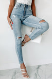 Shesways®Say It Louder High Rise Distressed Cello Skinny Jeans (Light Denim)