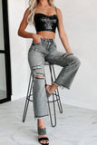 Shesways®What A Rush High Rise Distressed Special A Mom Jeans (Grey)