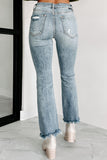 Shesways®Figuring You Out High Rise Distressed Risen Flare Jeans (Light)