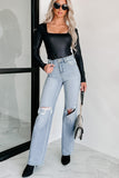 Shesways®Linus High Rise 90s Vintage Flare Jeans (Medium-Light)