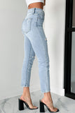 Shesways®Darcy Sneak Peek High Rise Crop Skinny Jeans (Light Wash)