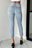 Shesways®Darcy Sneak Peek High Rise Crop Skinny Jeans (Light Wash)