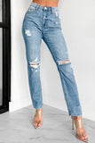 Shesways®Archie High Rise Distressed Girlfriend Jeans (Medium)