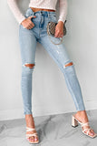 Shesways®Say It Louder High Rise Distressed Cello Skinny Jeans (Light Denim)