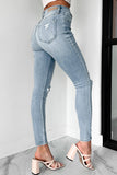 Shesways®Say It Louder High Rise Distressed Cello Skinny Jeans (Light Denim)