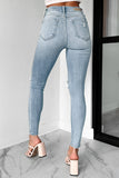 Shesways®Say It Louder High Rise Distressed Cello Skinny Jeans (Light Denim)