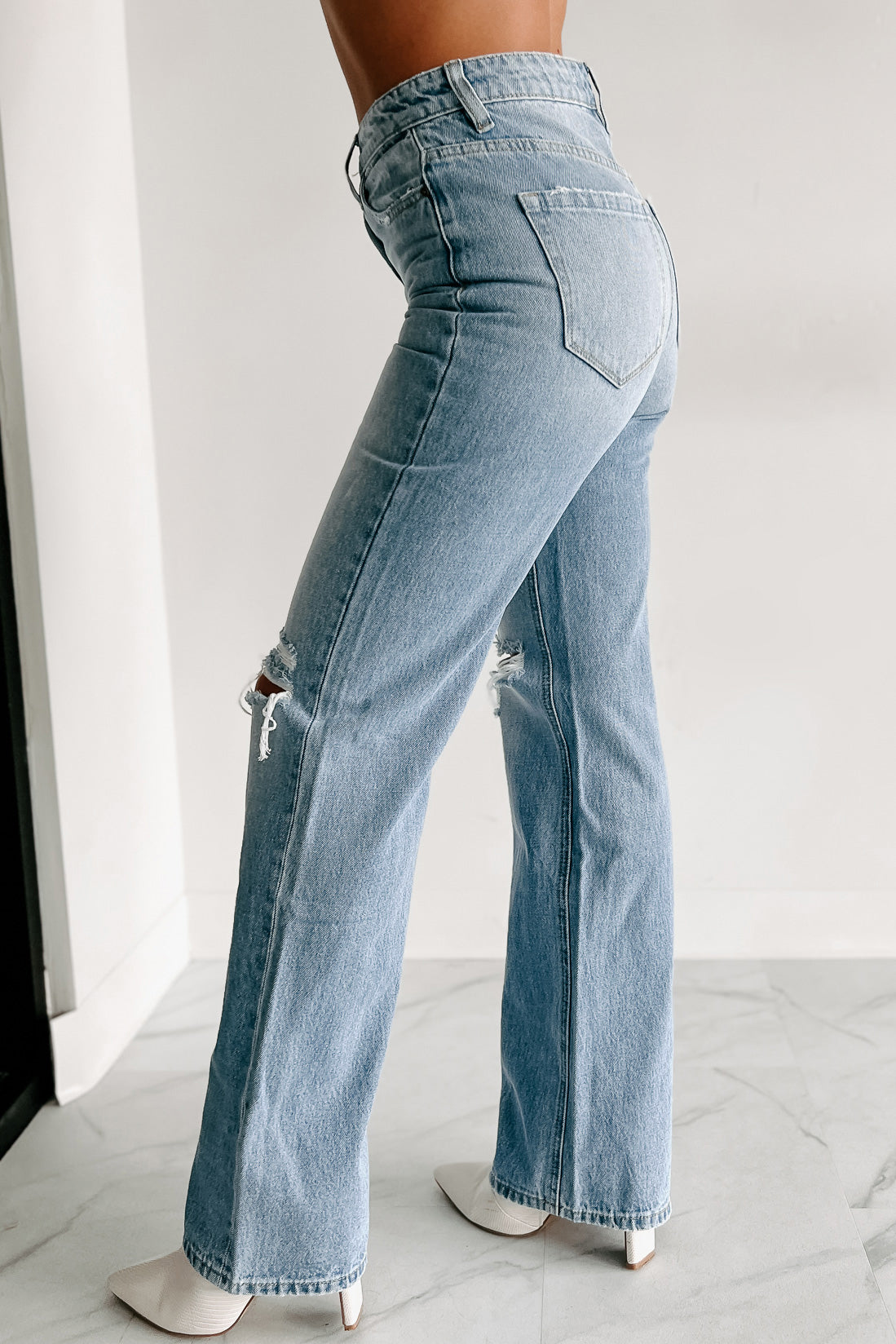 Shesways®Linus High Rise 90s Vintage Flare Jeans (Medium-Light)