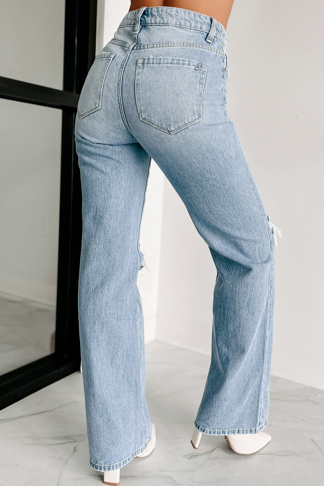 Shesways®Linus High Rise 90s Vintage Flare Jeans (Medium-Light)