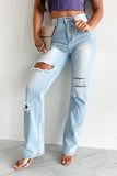 Shesways®Only Good Days High Rise Distressed Wide Leg Jeans (Light)